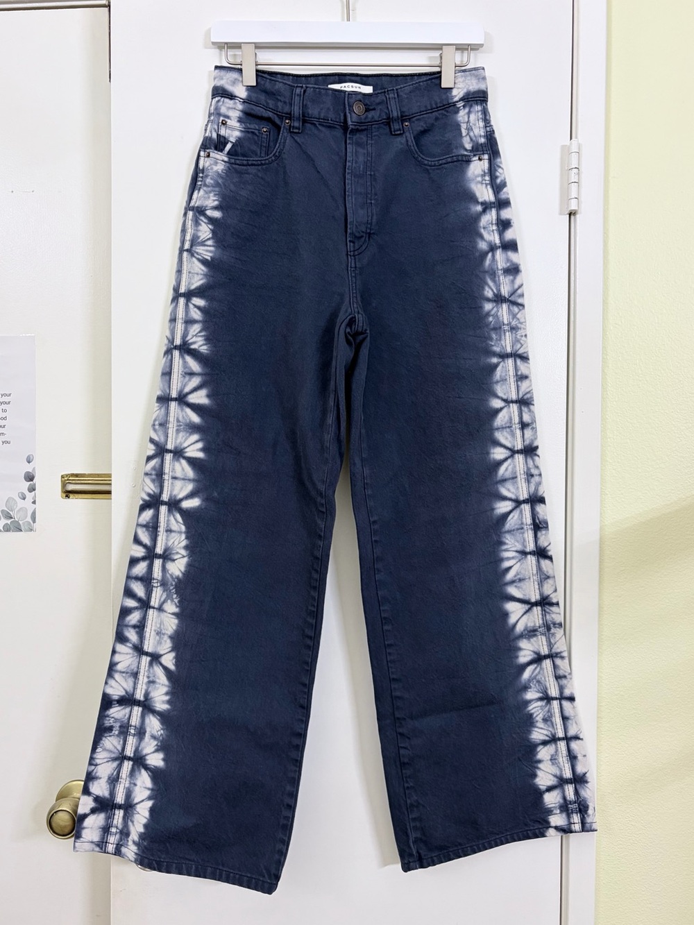 PacSun Baggy Wide Leg Tie Dye Side Panel High Rise Navy Retro Relaxed Jeans 27